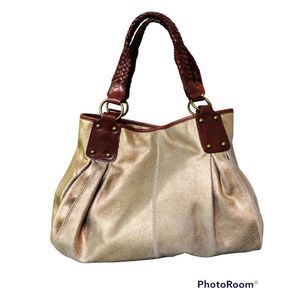 Tano Handbags Metallic Distressed Leather Bag Boho Contemporary